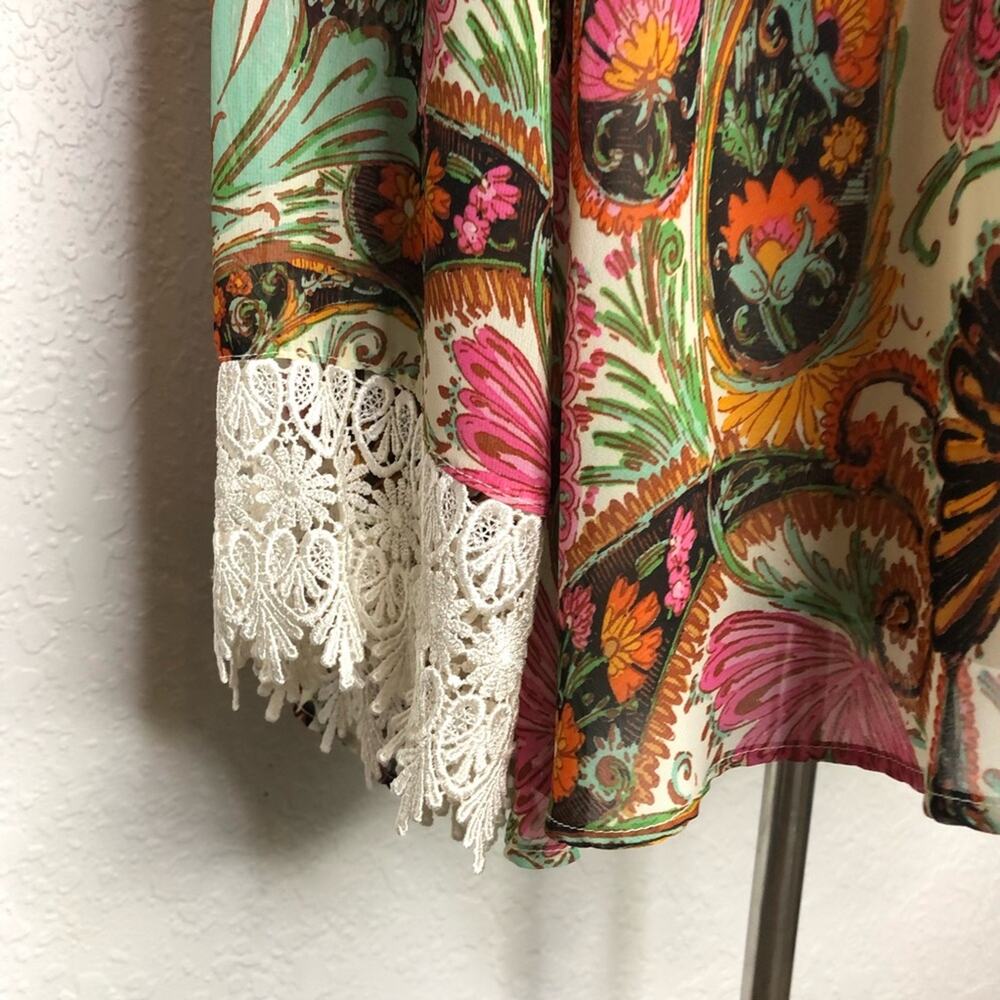 Show Me Your Mumu Mal cream brown pink paisley print boho top Extra Small XS - Picture 11 of 12
